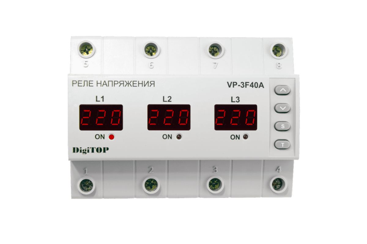 Реле напряжения DIGITOP VP-3f40a. Переключатель фаз DIGITOP PS-63a. Реле напряжения трехфазное DIGITOP VP-3f63a.