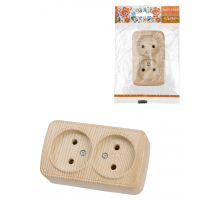 Розетка двойная 2П открытой установки IP20 10А, сосна 