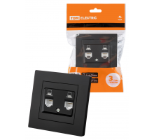 Розетка компьютерная двойная RJ45 черная "Сенеж" TDM