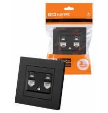 Розетка компьютерная двойная RJ45 черная "Сенеж" TDM