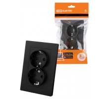 Розетка двойная 2П+З 16А 250В черная 