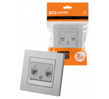 Розетка компьютерная двойная RJ45 серебр. металлик "Сенеж" TDM
