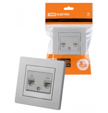 Розетка компьютерная двойная RJ45 серебр. металлик "Сенеж" TDM
