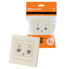 Розетка телефонная RJ11 + компьютерная RJ45 сл. кость "Сенеж" TDM