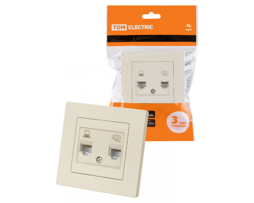 Розетка телефонная RJ11 + компьютерная RJ45 сл. кость "Сенеж" TDM