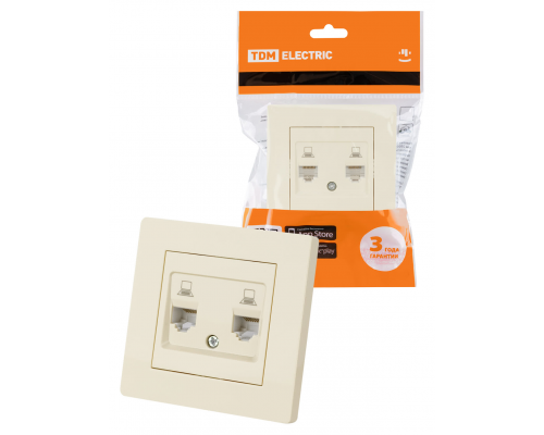 Розетка компьютерная двойная RJ45 сл. кость "Сенеж" TDM Розетка компьютерная двойная RJ45 сл. кость "Сенеж" TDM