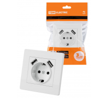 Розетка 2П+З 16А 250В + 2 USB порта 2,1А 5В белая "Сенеж" TDM