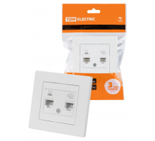Розетка телефонная RJ11 + компьютерная RJ45 белая "Сенеж" TDM