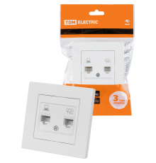 Розетка телефонная RJ11 + компьютерная RJ45 белая "Сенеж" TDM