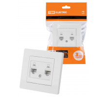 Розетка компьютерная двойная RJ45 белая "Сенеж" TDM
