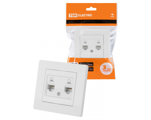 Розетка компьютерная двойная RJ45 белая "Сенеж" TDM Розетка компьютерная двойная RJ45 белая "Сенеж" TDM
