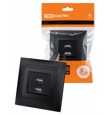 Розетка 2USB порт 2,1А 5В графит "Лама" TDM