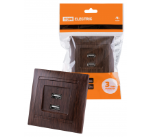Розетка 2USB порт 2,1А 5В венге "Лама" TDM