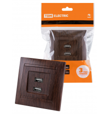 Розетка 2USB порт 2,1А 5В венге "Лама" TDM