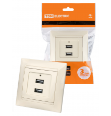 Розетка 2USB порт 2,1А 5В сл. кость "Лама" TDM