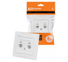 Розетка компьютерная двойная RJ45 белая "Лама" TDM