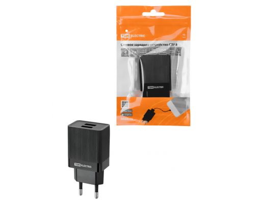 Сетевое зарядное устройство, СЗУ 8, Quick Charge 3.0, 3 А, 2 USB, черный, TDM Сетевое зарядное устройство, СЗУ 8, Quick Charge 3.0, 3 А, 2 USB, черный, TDM