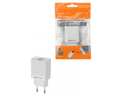 Сетевое зарядное устройство, СЗУ 7, Quick Charge 3.0, 3 А, 2 USB, белый, TDM