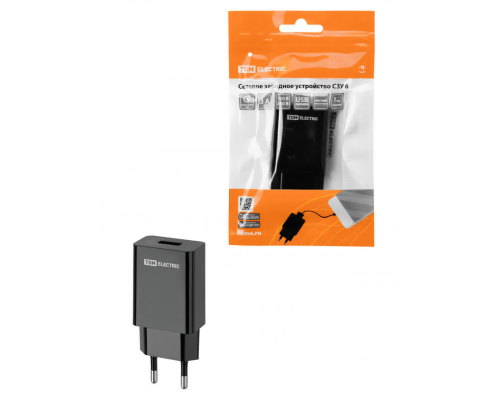 Сетевое зарядное устройство, СЗУ 6, Quick Charge 3.0, 3 А, 1 USB, черный, TDM Сетевое зарядное устройство, СЗУ 6, Quick Charge 3.0, 3 А, 1 USB, черный, TDM
