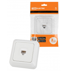 Розетка компьютерная (RJ-45) открытой установки IP20, белая "Ладога" TDM