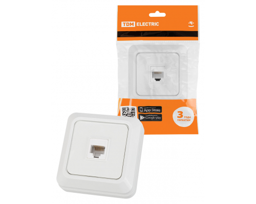 Розетка компьютерная (RJ-45) открытой установки IP20, белая "Ладога" TDM