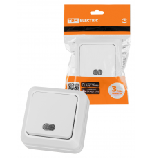 Выключатель 1-кл. открытой установки с подсветкой IP20 10А, белый "Ладога" TDM