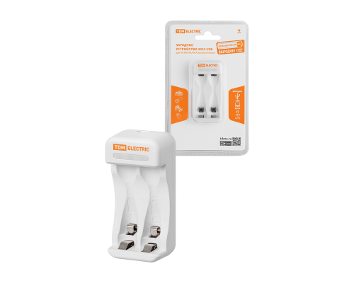 Зарядное устройство 2022 (200 mA 2 слота АА/ААА 2 кан.USB) TDM