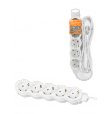 Удлинитель бытовой "Люкс" 5 гнезд, 7 м, с/з, с з/ш, ПВС 3х1,5 мм2, 16 А, 250 В, 3700 Вт TDM У1-63173