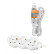 Удлинитель бытовой "Люкс" 3 гнезда, 7 м, с/з, с з/ш, ПВС 3х1,5 мм2, 16 А, 250 В, 3700 Вт TDM У1-23171