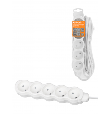 Удлинитель бытовой "Люкс" 5 гнезд, 3 м, б/з, с з/ш, ПВС 2х0,75 мм2, 6 А, 250 В, 1400 Вт TDM У-51014