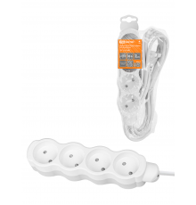 Удлинитель бытовой "Люкс" 4 гнезда, 10 м, б/з, с з/ш, ПВС 2х1,0 мм2, 10 А, 250 В, 2400 Вт TDM У-42016