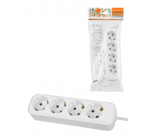 Удлинитель 4 гнезда, 3 метра, с/з, 10 А, 2300 Вт, белый, НАРОДНЫЙ У1-42050