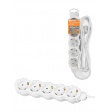 Удлинитель бытовой "Люкс" УЛ05 5 гнезд, 5м, с/з, с з/ш, ПВС 3х1мм2 16А/250В бело-серый TDM