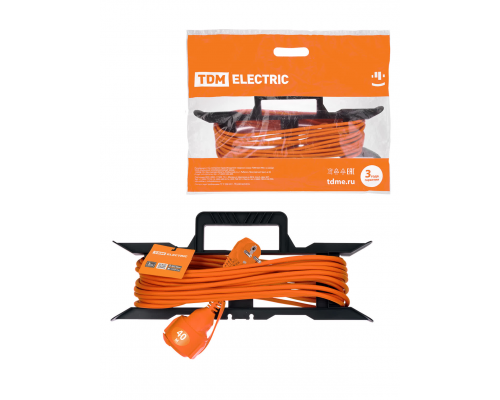 Удлинитель-шнур силовой на рамке УШз16 TDM (штепс. гнездо, 40м ПВС 3х1,0) У1-12039