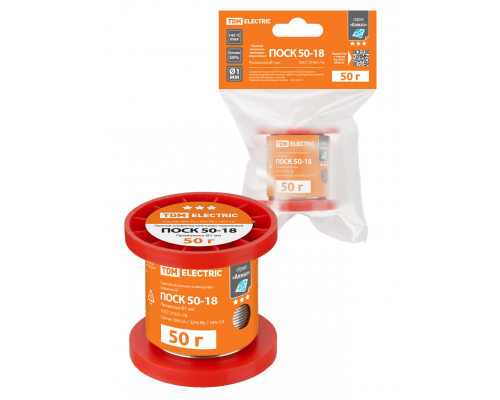 Припой ПОСК 50-18, проволока, ГОСТ 21931-76, Ø1 мм, 50 г, катушка, инд. упак., "Алмаз" TDM