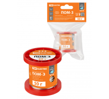 Припой ПОМ-3, проволока, ГОСТ 21931-76, Ø1 мм, 50 г, катушка, инд. упак., 