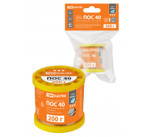 Припой ПОС 40, трубка с канифолью, ГОСТ 21931-76, Ø1 мм, 200 г, катушка, инд. упак., "Алмаз" TDM