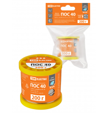 Припой ПОС 40, трубка с канифолью, ГОСТ 21931-76, Ø1 мм, 200 г, катушка, инд. упак., "Алмаз" TDM