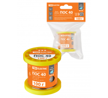 Припой ПОС 40, трубка с канифолью, ГОСТ 21931-76, Ø1 мм, 100 г, катушка, инд. упак., "Алмаз" TDM