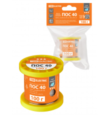 Припой ПОС 40, трубка с канифолью, ГОСТ 21931-76, Ø1 мм, 100 г, катушка, инд. упак., "Алмаз" TDM