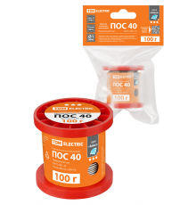 Припой ПОС 40, проволока, ГОСТ 21931-76, Ø1 мм, 100 г, катушка, инд. упак., "Алмаз" TDM