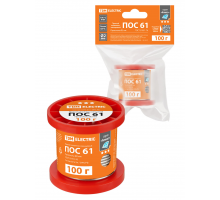 Припой ПОС 61, проволока, ГОСТ 21931-76, Ø2 мм, 100 г, катушка,, инд. упак., "Алмаз" TDM