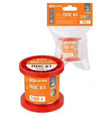 Припой ПОС 61, проволока, ГОСТ 21931-76, Ø2 мм, 100 г, катушка,, инд. упак., "Алмаз" TDM