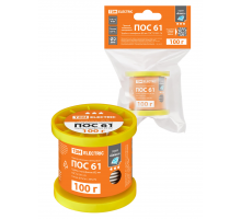 Припой ПОС 61, трубка с канифолью, ГОСТ 21931-76, Ø2 мм, 100 г, катушка, инд. упак., "Алмаз" TDM