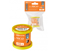 Припой ПОС 61, трубка с канифолью, ГОСТ 21931-76, Ø1 мм, 100 г, катушка, инд. упак., "Алмаз" TDM