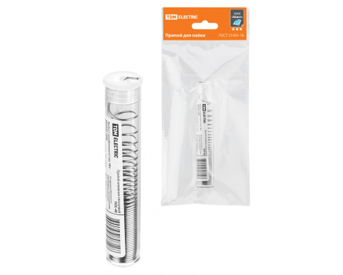 Припой ПОС 40, трубка с канифолью, ГОСТ 21931-76, Ø1 мм, 10 г, колба, серия "Алмаз" TDM