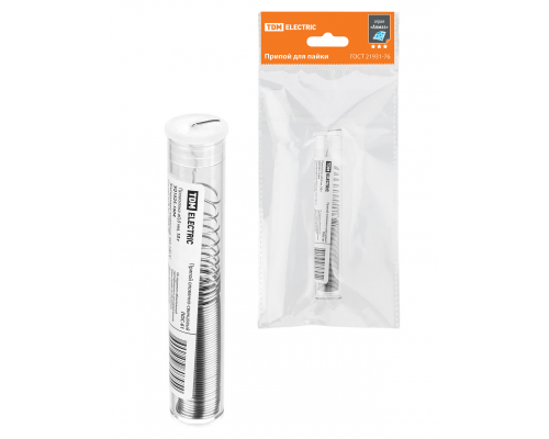 Припой ПОС 61, проволока, ГОСТ 21931-76, Ø0,8 мм, 10 г, колба, серия "Алмаз" TDM