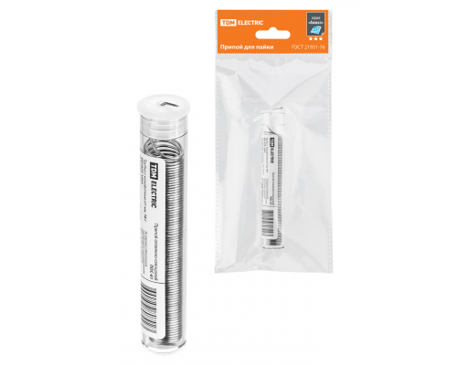 Припой ПОС 61, трубка с канифолью, ГОСТ 21931-76, Ø1 мм, 16 г, колба, серия "Алмаз" TDM