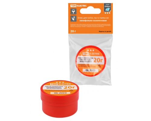 Флюс для пайки, паста паяльная канифольно-вазелиновая, 20 г, банка, инд. упаковка, серия "Алмаз" TDM