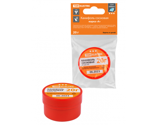 Канифоль сосновая, марка "А", 20 г, банка, инд. упаковка, серия "Алмаз" TDM
